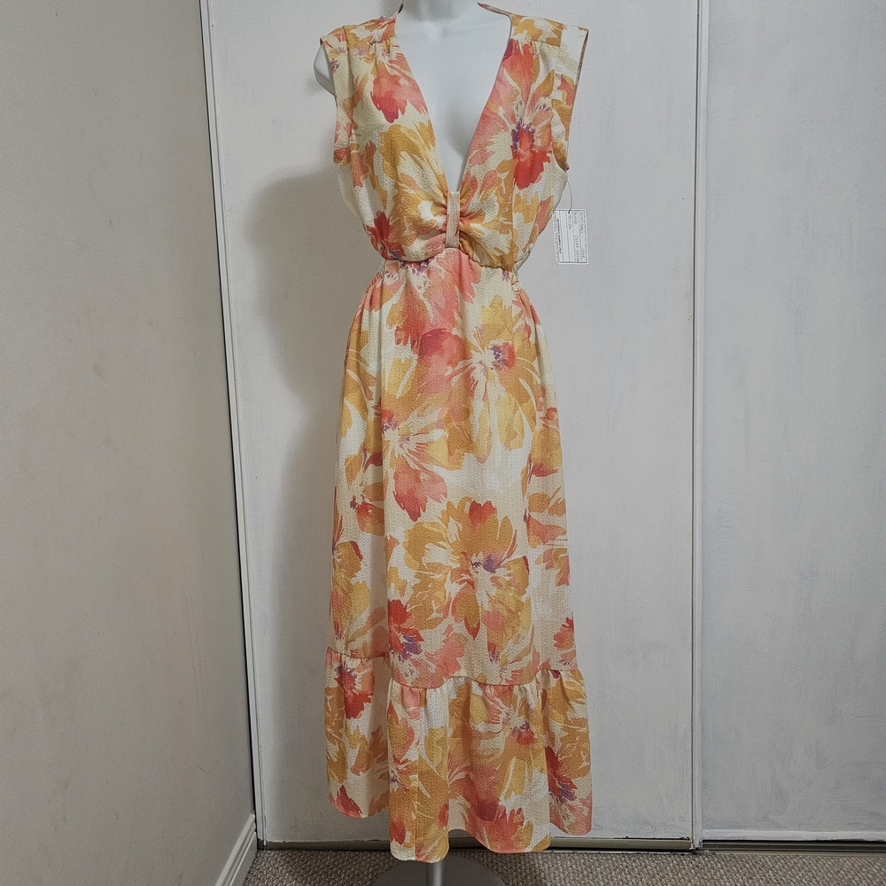 NWT Madison & Berkeley Floral Maxi Dress - Orange and Pink